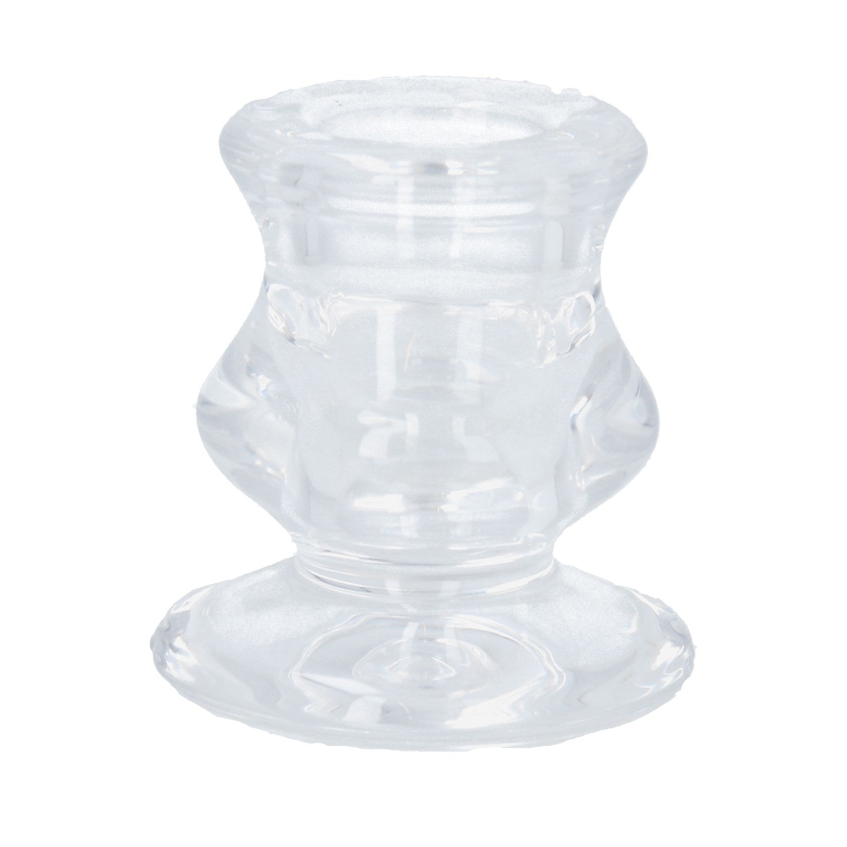 Clear glass short candlestick