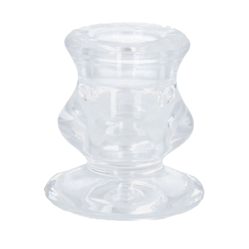 Clear glass short candlestick