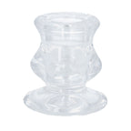 Clear glass short candlestick