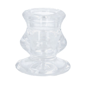 Clear glass short candlestick