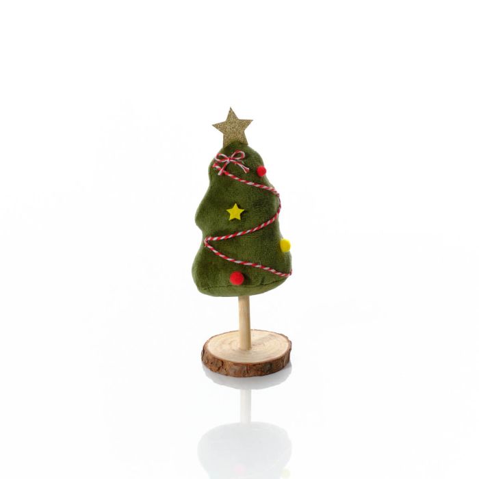 Jingle and joy standing Christmas tree with wooden base
