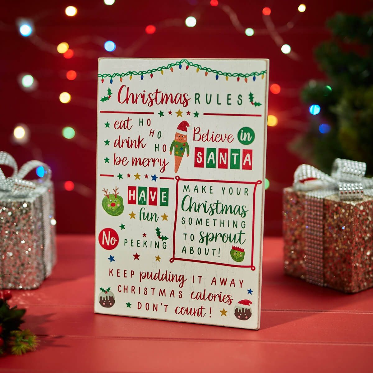 Christmas rules fun festive plaque