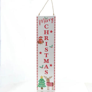 Jingle and joy Merry Christmas tall hanging wooden sign