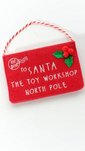 Felt Christmas Eve hanging envelope for Santa