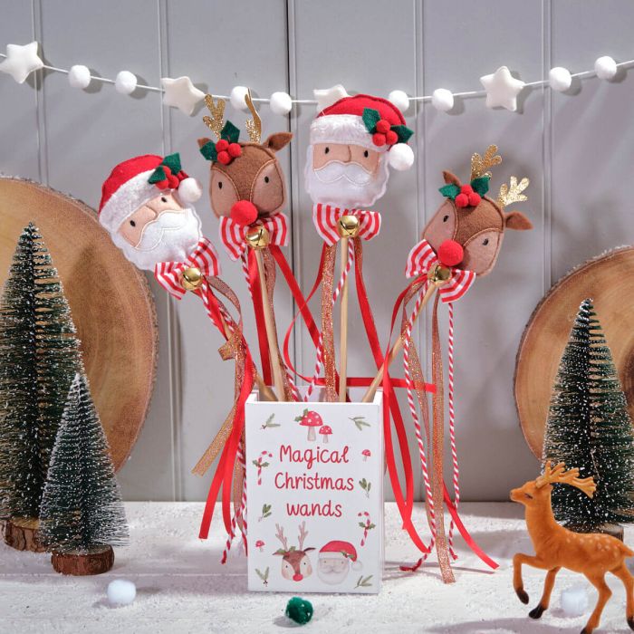 Santa and Rudolph wand with bell