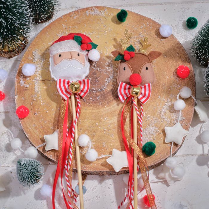 Santa and Rudolph wand with bell