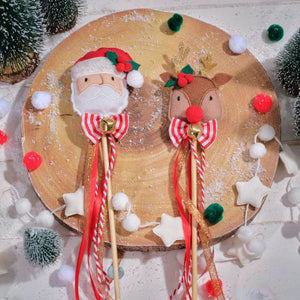 Santa and Rudolph wand with bell