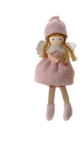 Festive girls in bobble hats shelf sitter