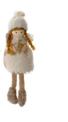 Festive girls in bobble hats shelf sitter