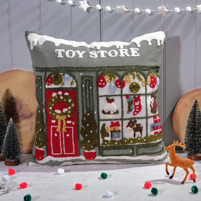 Toy store cushion with embroidery