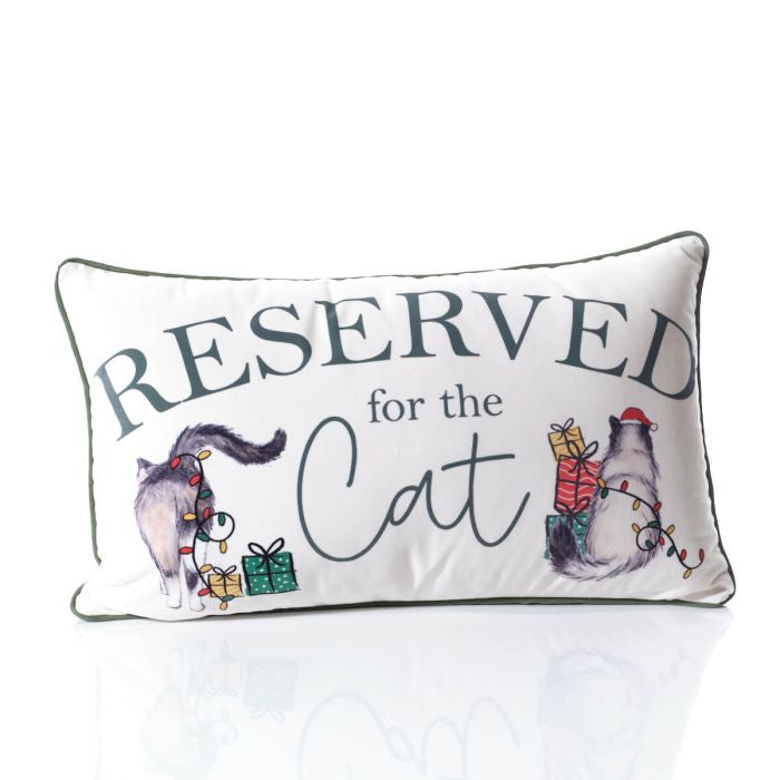 Furry and festive reserved for the cat cushion