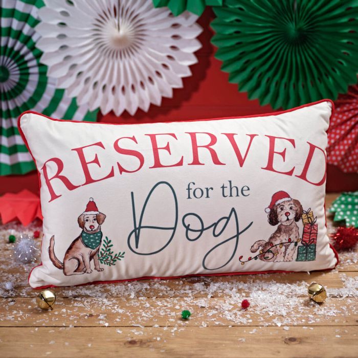 Furry and festive reserved for the dog velour cushion