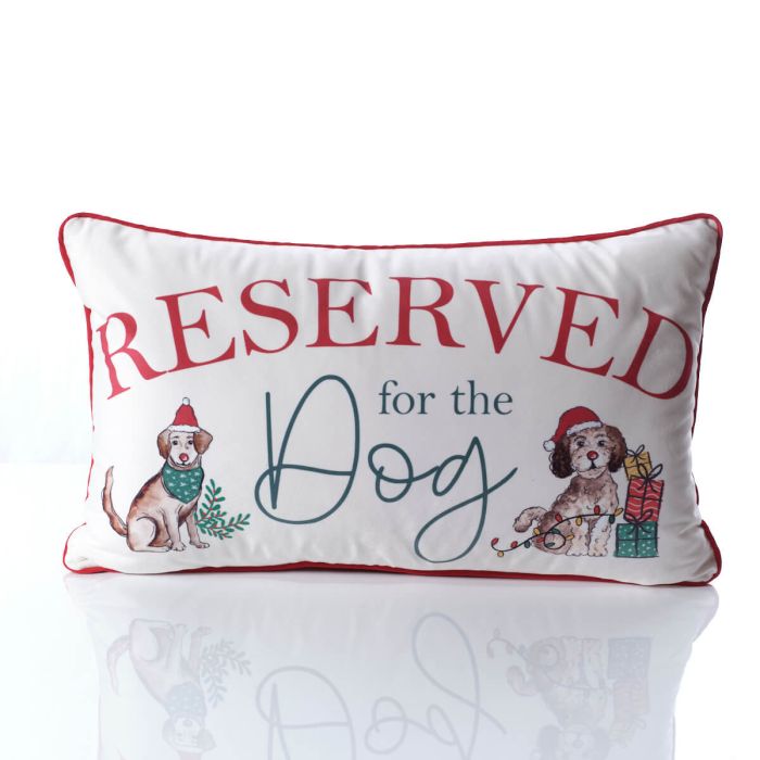 Furry and festive reserved for the dog velour cushion