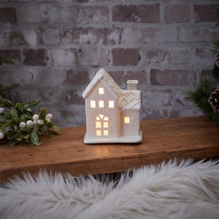 White ceramic Christmas LED house