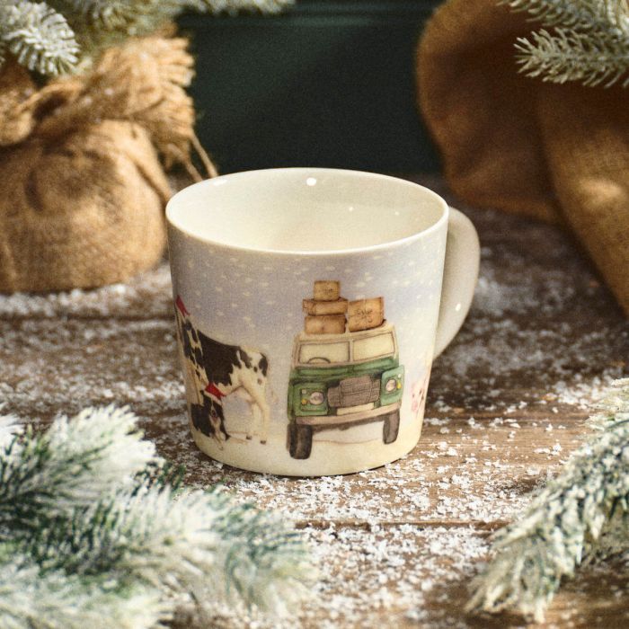 Landy Christmas on the farm stoneware mug