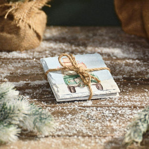 Landy Christmas on the farm slate set of 2 coasters