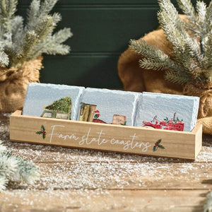 Christmas on the Farm slate coasters