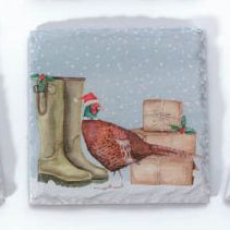 Christmas on the Farm slate coasters