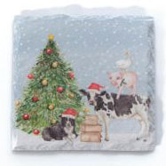 Christmas on the Farm slate coasters