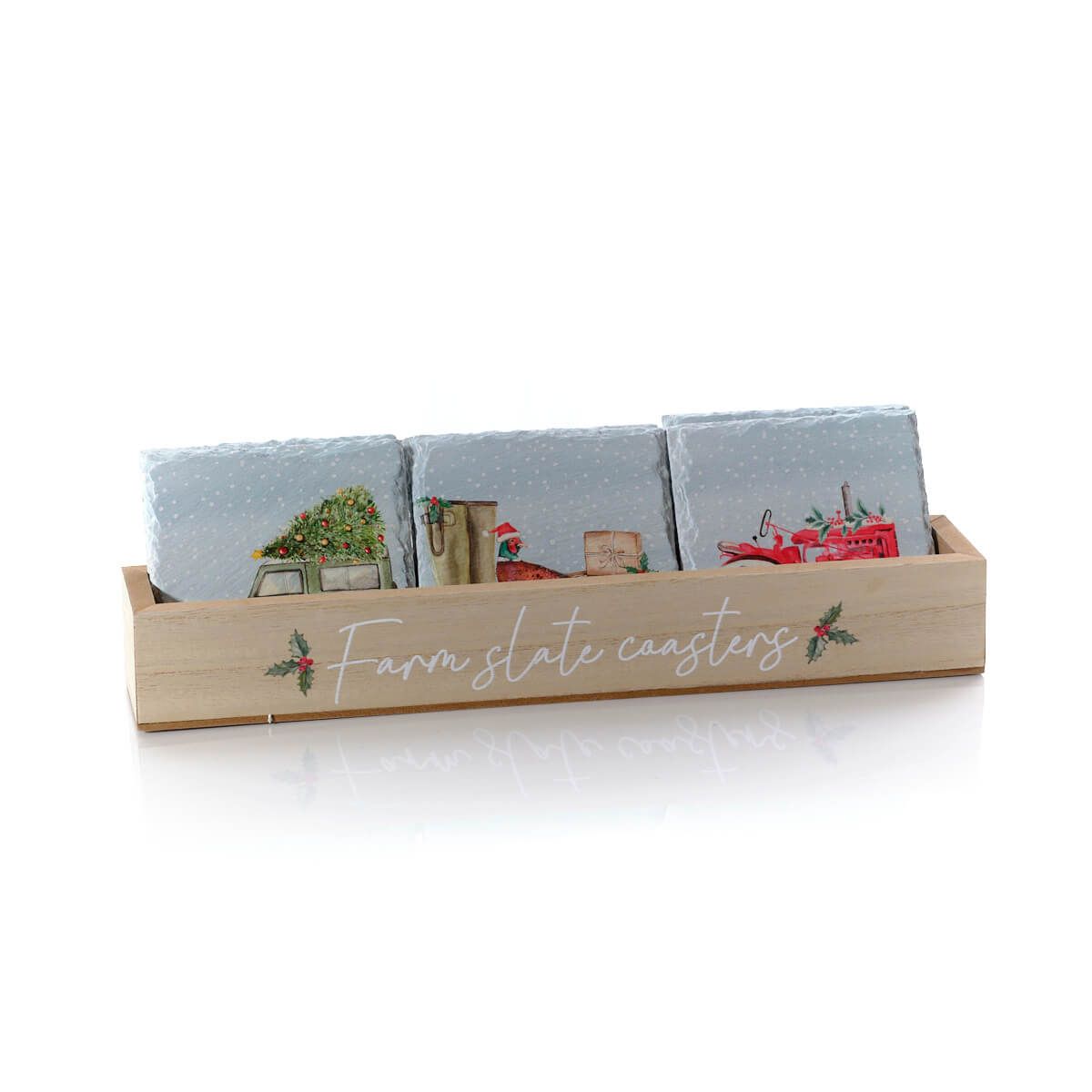 Christmas on the Farm slate coasters