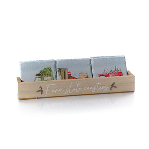 Christmas on the Farm slate coasters
