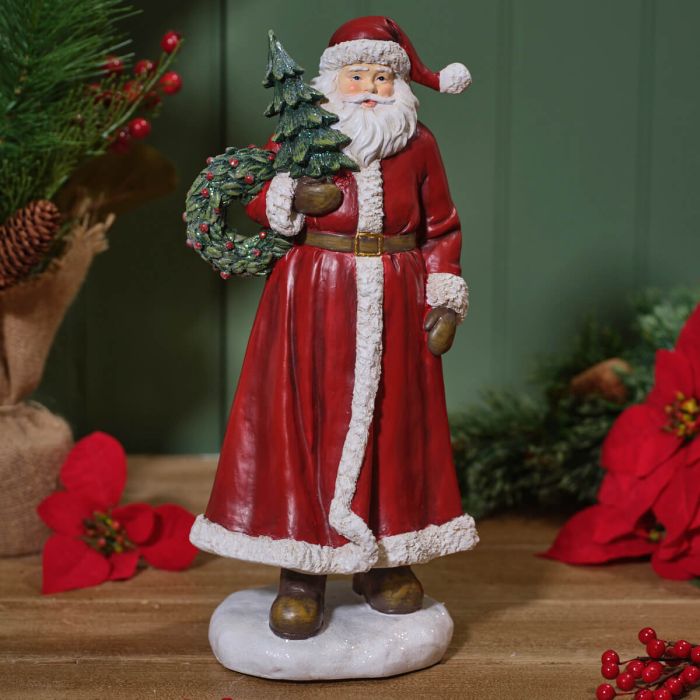 Christmas large Santa ornament with tree and wreath