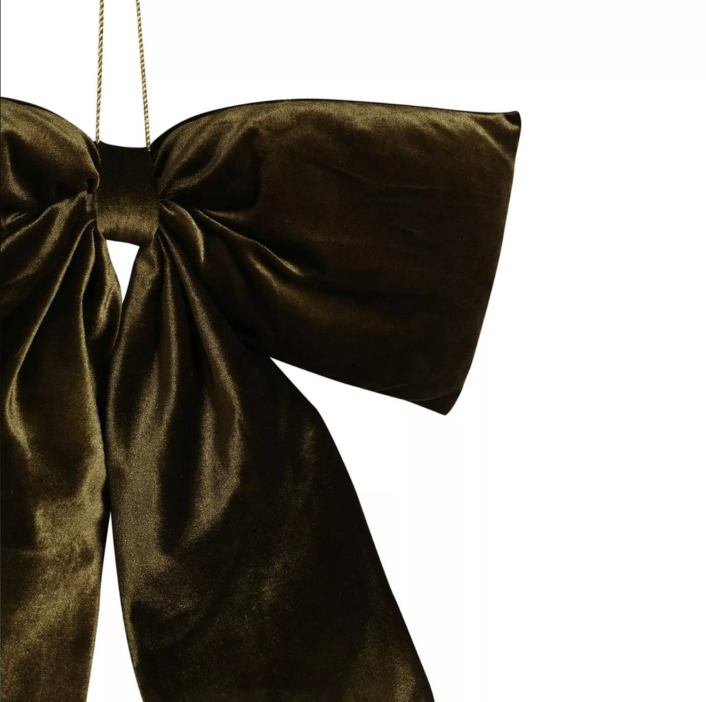 Plush moss green velvet bow (50 x 40cm)
