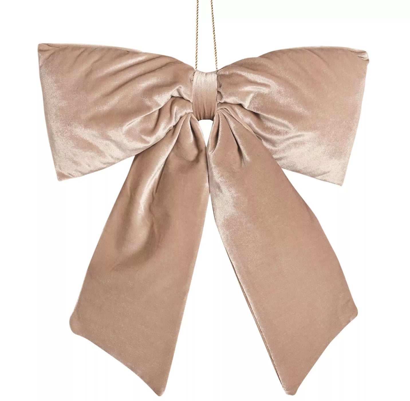 Taupe velvet bow hanging dec (50 x 40cm)