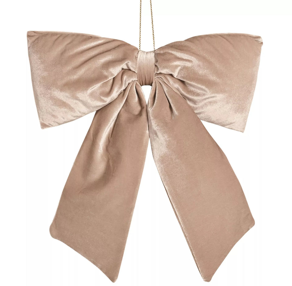 Taupe velvet bow hanging dec (50 x 40cm)