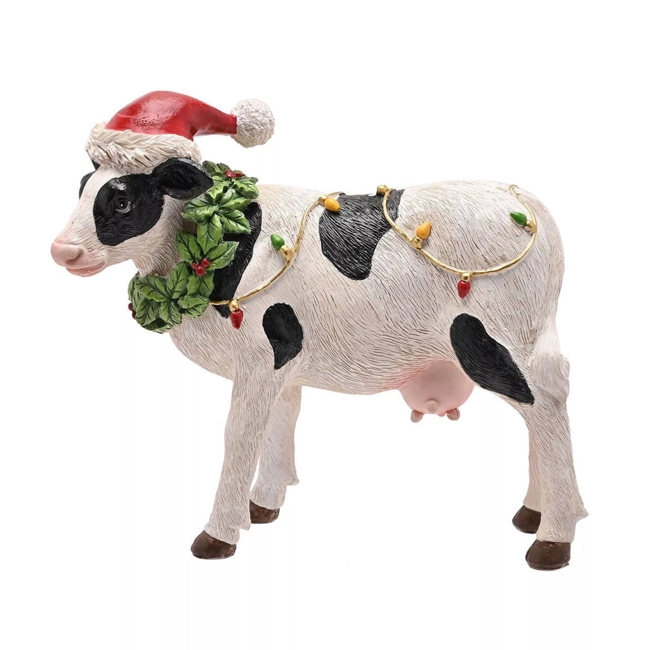 Festive Christmas cow ornament