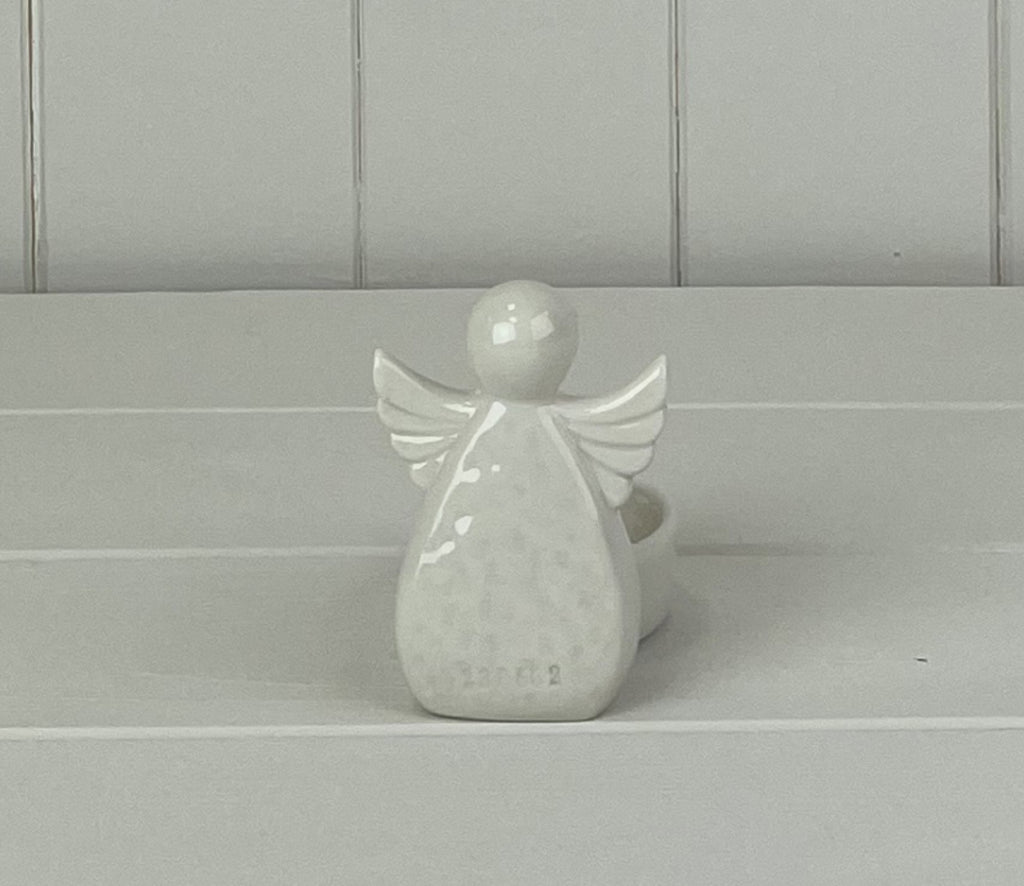 White ceramic Angel tealight holder (8.5cm)