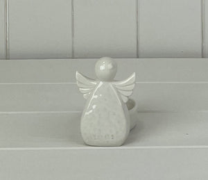 White ceramic Angel tealight holder (8.5cm)