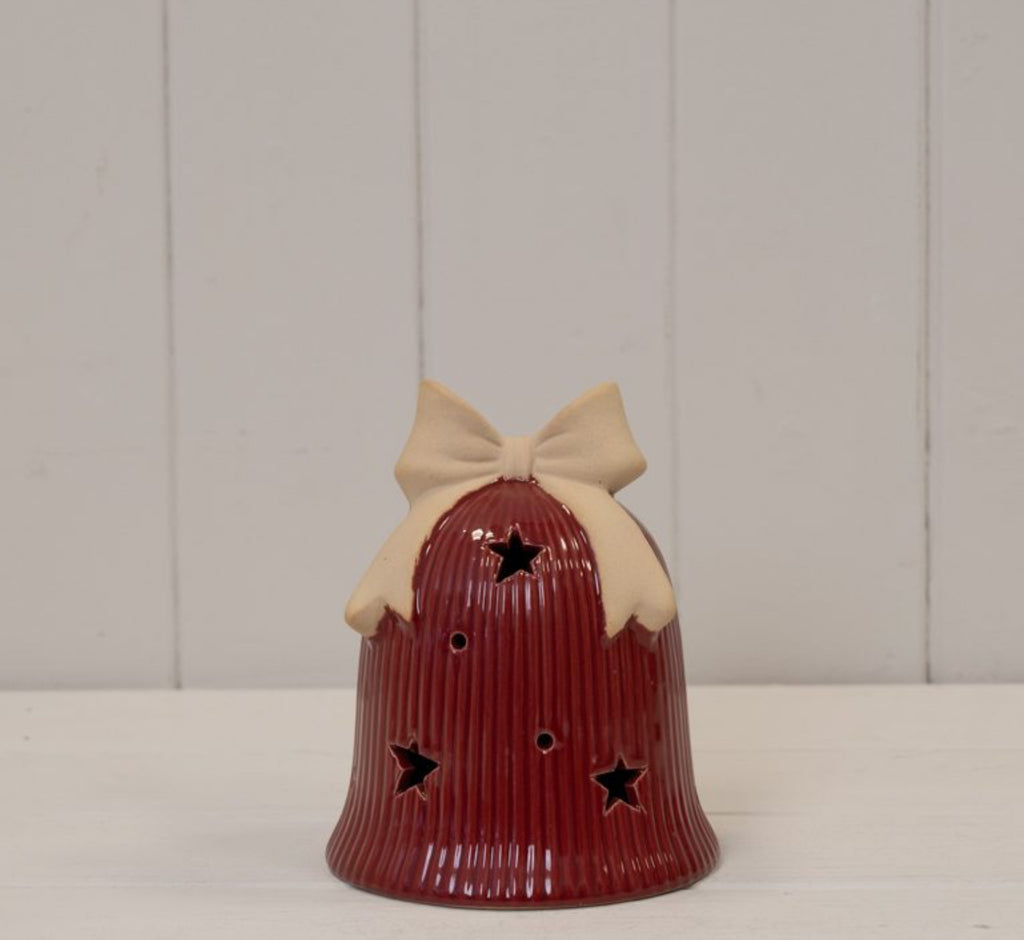 Red ceramic light up Christmas bell