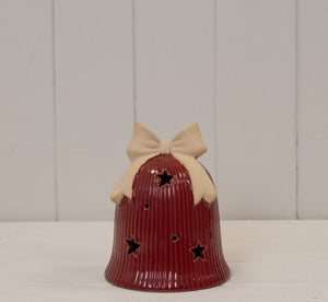 Red ceramic light up Christmas bell