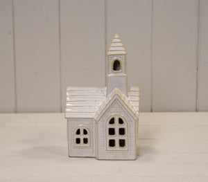 Ceramic light up church ornament
