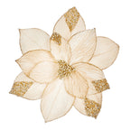 Champagne gold velvet poinsettia with gold sequins clip on
