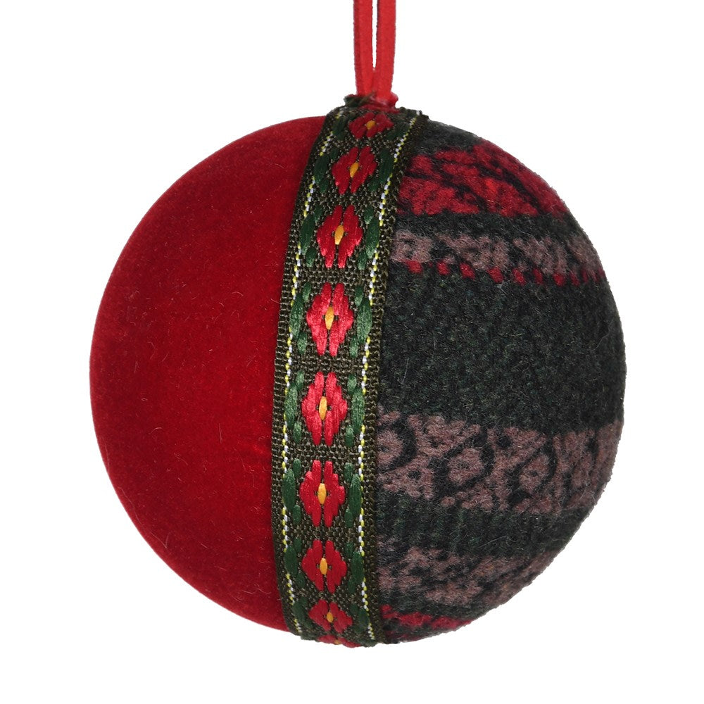 Embroidered traditional style festive bauble