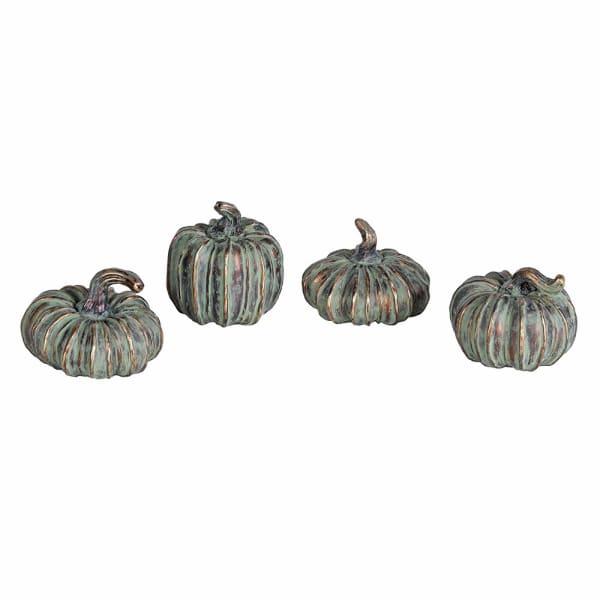 Set of 4 verdigris pumpkins