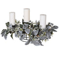 Frosted eucalyptus and mistletoe centrepiece