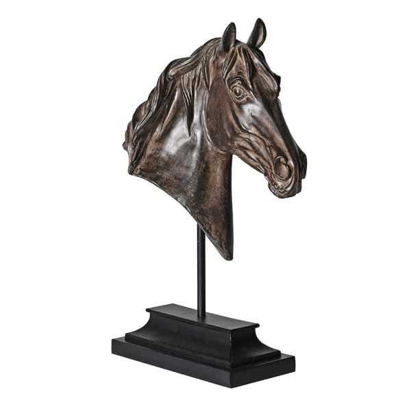 Rustic horse head on stand