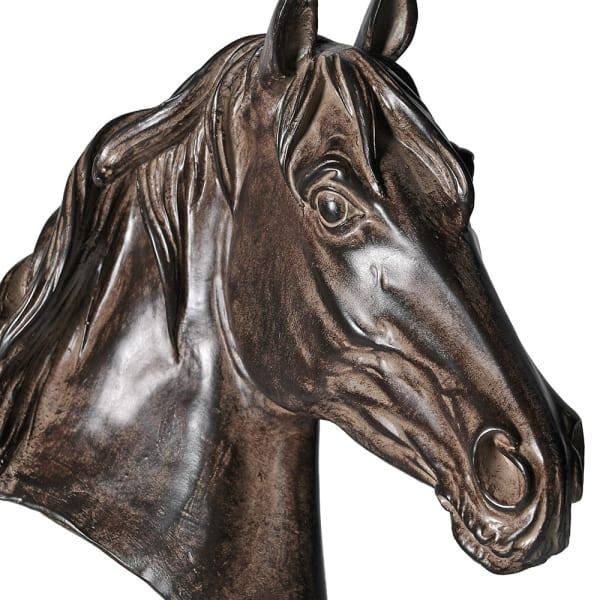 Rustic horse head on stand