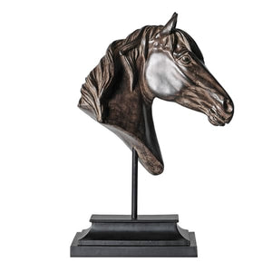 Rustic horse head on stand