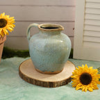 Crackled glaze stoneware jug style vase