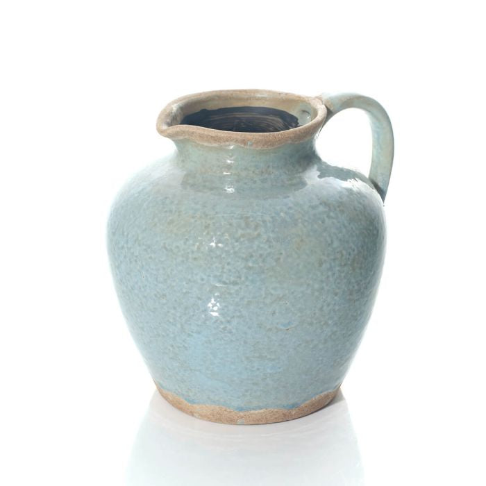 Crackled glaze stoneware jug style vase