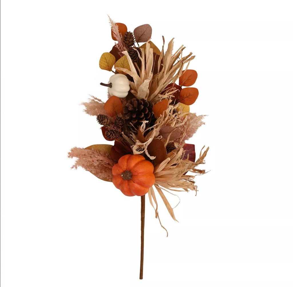 Autumn pumpkin and pinecone spray