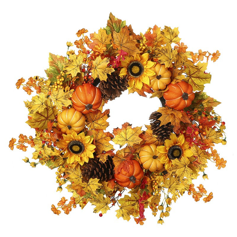 Pumpkin and sunflower wreath
