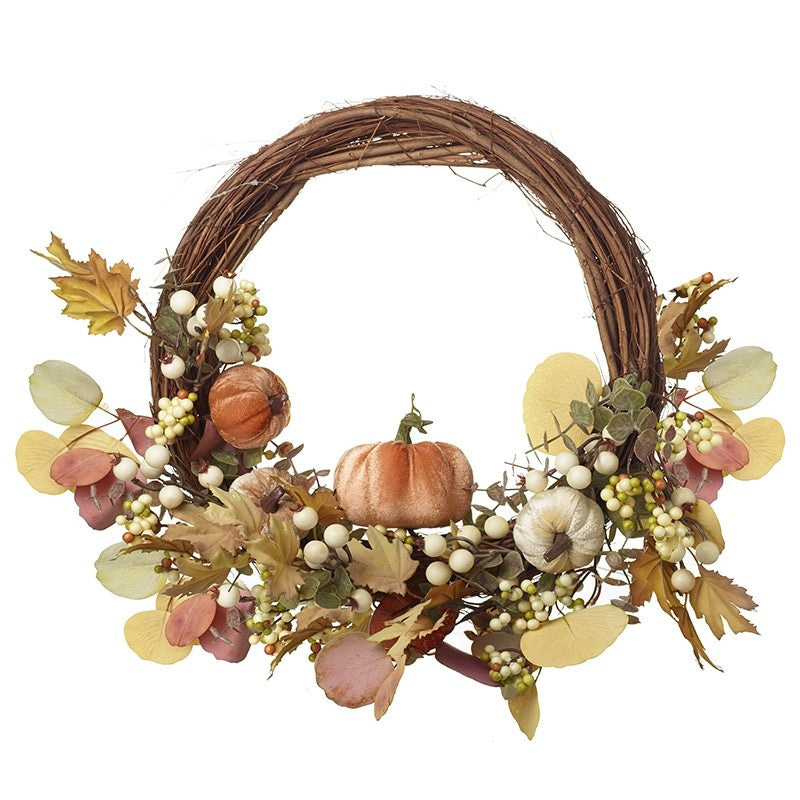 Autumn pumpkin and berry wreath