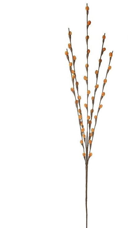 Orange/cream velvet willow bud style spray