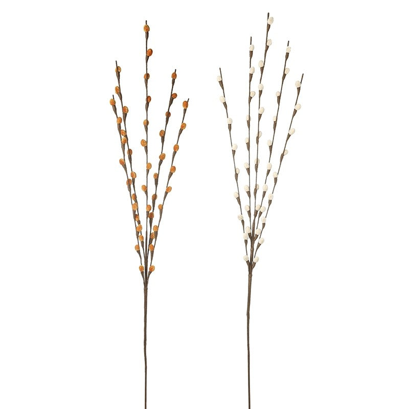 Orange/cream velvet willow bud style spray