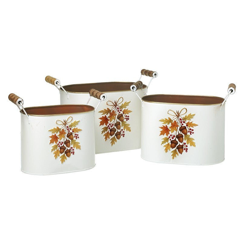 Handled pots with acorn print